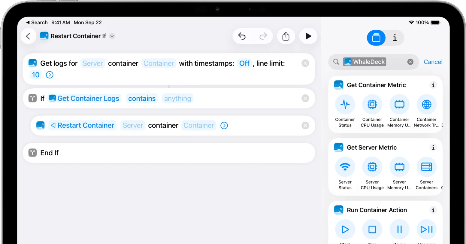 WhaleDeck integration with Apple Shortcuts app for creating powerful automation workflows