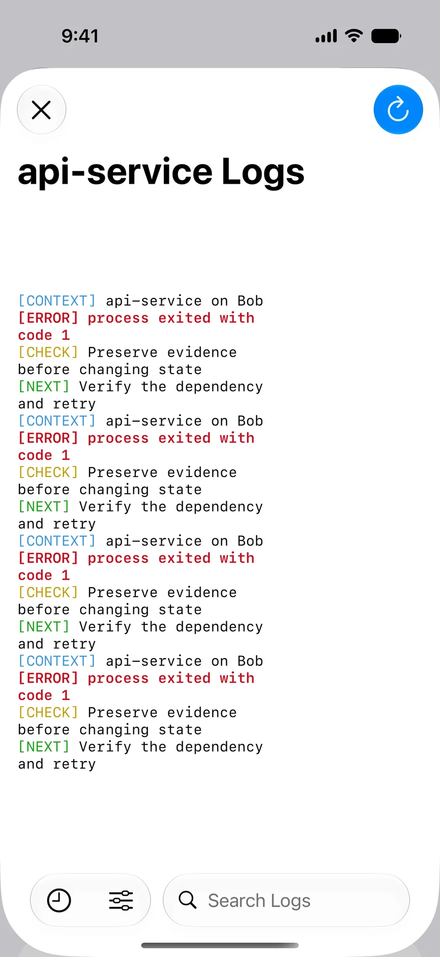 WhaleDeck container logs showing "process exited with code 1"